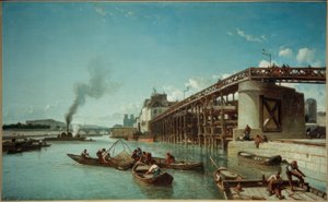 Parijs, havenbrug aan de Seine (Le Pont de l’Estacade) door Johan Barthold Jongkind