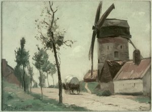 Straat met molen door Johan Barthold Jongkind