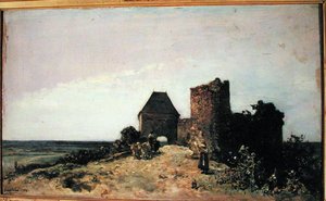 Ruïnes van het Kasteel van Rozemont (Nievre) 1861 door Johan Barthold Jongkind