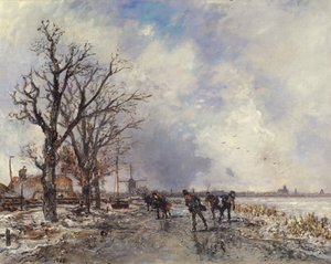 Schaatsers op de Rivier Schie, nabij Rotterdam, 1866
