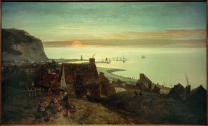 Zonsondergang bij St. Valéry-en-Caux door Johan Barthold Jongkind