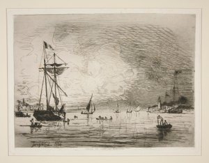 Sortie du Port de Honfleur (Uitgang van de haven van Honfleur) door Johan Barthold Jongkind