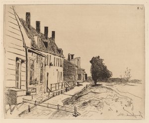 De Huizen aan de Kanaaloever door Johan Barthold Jongkind