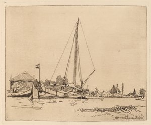 De aangemeerde boot door Johan Barthold Jongkind