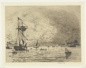 Uitgang van de haven van Honfleur door Johan Barthold Jongkind