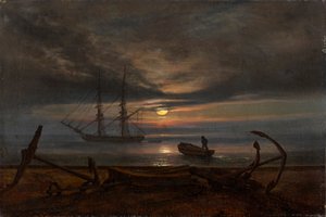 Deense kust bij maanlicht door Johan Christian Dahl