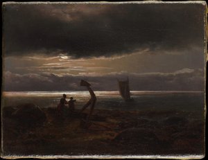 Moeder en kind aan zee door Johan Christian Dahl