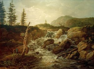 Noords landschap met een waterval