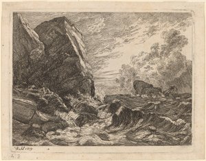 Noorse kust tijdens een storm door Johan Christian Dahl