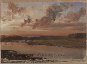De Elbe in de avond door Johan Christian Dahl