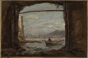 Uitzicht vanaf een grot bij Posillipo door Johan Christian Dahl