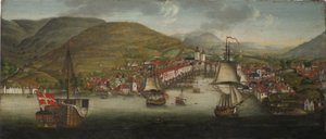 Uitzicht op de haven van Bergen door Johan Christian Dahl