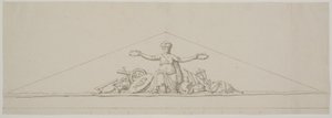 Ontwerp voor een fronton, symboliserend welvaart door Johan Christoph Petzold