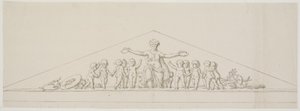 Ontwerp voor een fronton, symboliserend welvaart, met putti door Johan Christoph Petzold