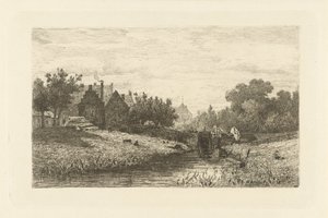 Gezicht op een sluis door Johan Conrad Greive
