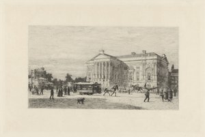 Gezicht op het Leidseplein van Amsterdam