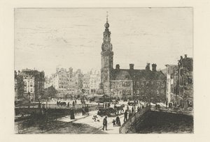 Gezicht op het Muntplein van Amsterdam door Johan Conrad Greive