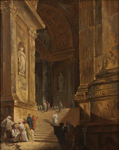 Een tempeltrap, c.1783 door Johan Gottlob Brusell