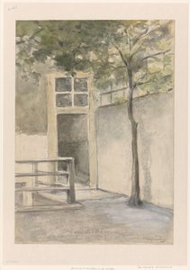 Gezicht op een binnenplaats vanuit het atelier van de kunstenaar in de Kazernestraat te Den Haag