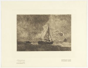 Strandgezicht met zeilschepen door Johan Hendrik Weissenbruch