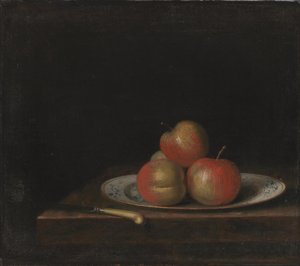 Stilleven met appels op een 