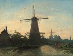 Molens in de buurt van Rotterdam door Johan Jongkind