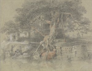 Een Stervende Hindoe Naar de Rivier Ganges Gebracht door Johan Joseph Zoffany