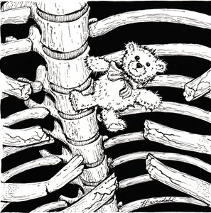 Skeletachtige teddybeer door Johan Liewendahl
