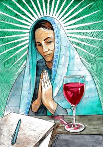 Een spirituele vrouw in diepe gedachten verzonken door Johan Liewendahl