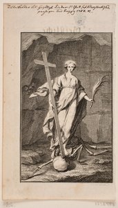 "Religie". Titelgravure voor Geistliche Lieder door Johan Martin Preisler