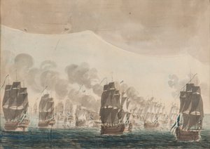 De zeeslag bij Öland op 26 juli 1789 door Johan Petter Cumelin