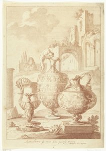 Kandelaar en drie vazen door Johan Teyler (attributed to)