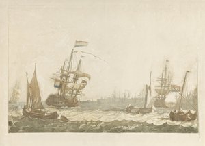 Gezicht op het IJ met het Oost-Indisch Zeemagazijn en de Oosterkerk