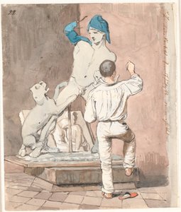 De beeldhouwer J.A. Jerichau in zijn atelier in Rome door Johan Thomas Lundbye