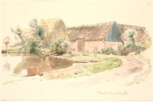 Boerderij en dorpsvijver door Johan Thomas Lundbye