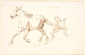 Galopperende merrie met veulen door Johan Thomas Lundbye