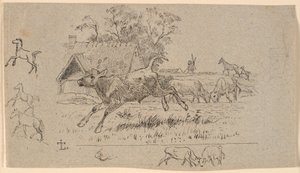 De kudde. Illustratie voor Kaalunds "Fabels voor kinderen". Zie opmerking uit het archiefcatalogus. door Johan Thomas Lundbye