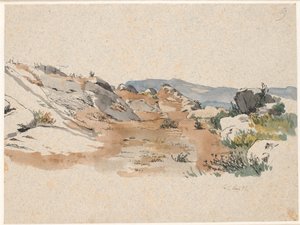 Italiaans landschap met rotsblokken