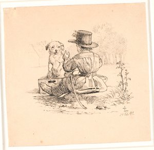 De rit. Illustratie voor Kaalunds "Fabler voor kinderen". Zie opmerking uit het archiefcatalogus. door Johan Thomas Lundbye