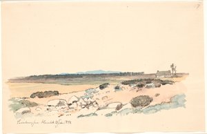 Landschap van Hornbæk met de plantage en Kullen op de achtergrond