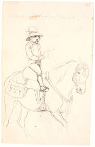 Kleine jongen rijdend op een paard door Johan Thomas Lundbye