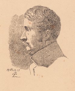 Profielportret van de oudste broer van de kunstenaar, minister van oorlog en kolonel C.C. Lundbye door Johan Thomas Lundbye