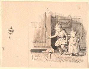 De rommelpot. Links een kleine studie van de rommelpot