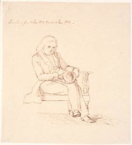 Thorvaldsen zittend op een bank door Johan Thomas Lundbye