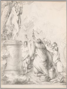 Chryses smeekt de hulp van Apollo, uit Ilias, Boek I door Johan Tobias Sergel