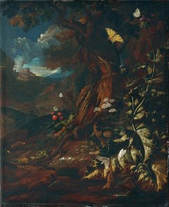 Landschap met reptielen en insecten (I) door Johann Adalbert Angermayer