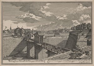 Gezicht op het Wöhrder Türlein in Neurenberg vanuit het westen door Johann Adam Delsenbach