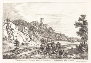 Gezicht op St. Helena en het Kasteel Rauhenstein bij Baden door Johann Adam Klein