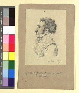 Carl Alexander von Heideloff (1789-1865), schilder, architect door Johann Adam Klein