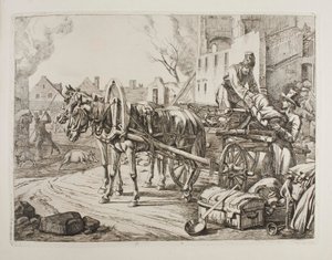Kozakken die in een stad plunderen door Johann Adam Klein